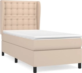 vidaXL Κρεβάτι Boxspring με Στρώμα Καπουτσίνο 80x200 εκ. Συνθ. Δέρμα