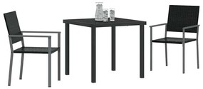 vidaXL Σέτ φαγητού για κήπο 3 pcs Μαύρο Πολυ ράταν