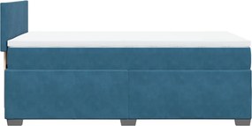 vidaXL Κρεβάτι Boxspring με Στρώμα Μπλε 100x200 εκ. Βελούδινο