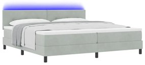 vidaXL Κρεβάτι με ελατήρια Ανοιχτό γκρι 200 x 200 cm Βελούδο