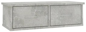 vidaXL Ράφι Τοίχου με Συρτάρια Γκρι Σκυροδ. 60x26x18,5 εκ. Μοριοσανίδα