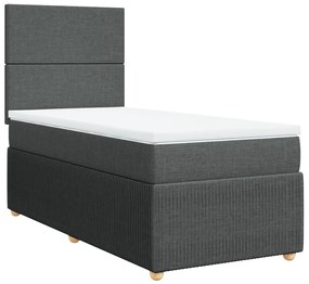 Κρεβάτι Boxspring με Στρώμα Σκούρο Γκρι 80x200 εκ. Υφασμάτινο - Γκρι