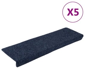 vidaXL Πατάκια Σκαλιών Αυτοκόλλητα 5 τεμ. Ανθρακί Ορθογώνια Άκρη 65x21x4 εκ.