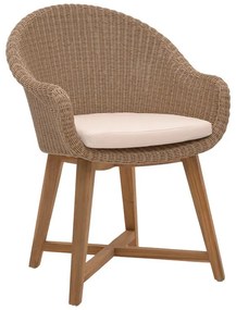 Καρέκλα - Πολυθρόνα Solso σκελετός αλουμινίου με teak πόδι σε Φυσικό και κρεμ μαξιλάρι 62x58x78 εκ. 62x58x78 εκ.