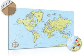 Εικόνα σε φελλό κομψό χάρτη με πυξίδα - 120x80  wooden