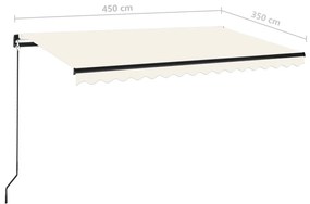 vidaXL Τέντα Συρόμενη Χειροκίνητη Κρεμ 450 x 350 εκ.