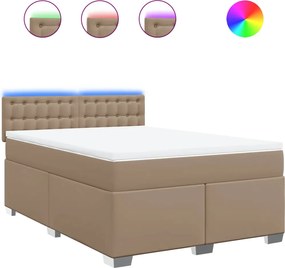 vidaXL Κρεβάτι Boxspring με Στρώμα Καπουτσίνο 140x190εκ.από Συνθ.Δέρμα