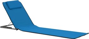 vidaXL Στρώματα - Ξαπλώστρες Πτυσσόμενα 2 τεμ. Μπλε από Ατσάλι/Ύφασμα