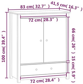 Ντουλάπι Γκρι 83 x 41,5 x 100 εκ. από Μασίφ Ξύλο Πεύκου - Γκρι