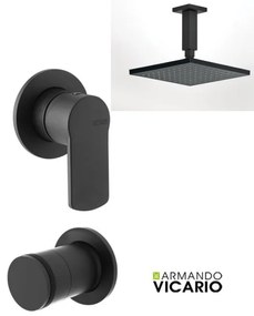 Armando Vicario GLAM Μίκτης εν/μού &amp; La Torre εκτροπέας περ/φικός 3 εξ &amp; Αν/μενη κεφαλή 20x20εκ &amp; μπράτσο οροφής 10εκ Black Matt