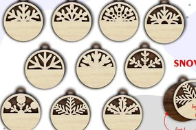 Σετ των 3 Intra απο ξύλο plywood 3mm-4mm πάχος Χριστουγεννιάτικες νιφάδες χιονιού Δίασταση 8x8 cm INTRAFABR-38995637