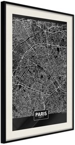 Αφίσα - City Map: Paris (Dark) - 20x30 - Μαύρο - Με πασπαρτού