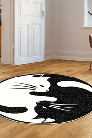 Χαλί Eugene V3 4660-1 905ANR1188 Black-White Conceptum Hypnose 80X80cm Round