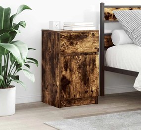 vidaXL Κομοδίνα 2 τεμ. Καπνιστή Δρυς 39x35x65 εκ. Επεξεργ. Ξύλο