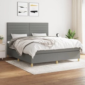 vidaXL Κρεβάτι Boxspring με Στρώμα Σκούρο Γκρι 180x200 εκ Υφασμάτιν