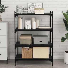 vidaXL Ράφι Βιβλίων 4 pcs Μαύρο 80 x 40 x 1.5 cm Επεξεργασμένο ξύλο