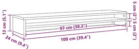 Βάση Οθονών Μαύρη Δρυς 100 x 24 x 13 εκ. από Επεξ. Ξύλο - Μαύρο