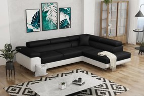 Γωνιακός καναπές Antony-Δεξιά-Λευκό - Μαύρο