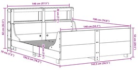 Σκελετός Κρεβ. Χωρίς Στρώμα Λευκό 140x190 εκ Μασίφ Πεύκο - Λευκό