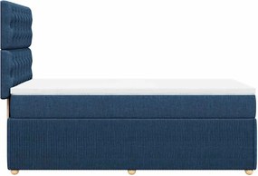 vidaXL Κρεβάτι Boxspring με Στρώμα Μπλε 90x200 εκ.Υφασμάτινο