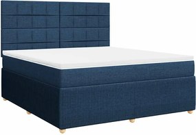 vidaXL Κρεβάτι Boxspring με Στρώμα Μπλε 180x200 εκ. Υφασμάτινο