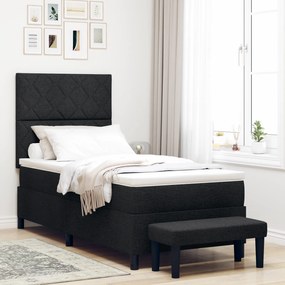 vidaXL Κρεβάτι με ελατήρια με στρώμα Μαύρο 90 x 190 cm ύφασμα