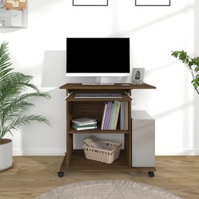 vidaXL Γραφείο Υπολογιστή Καφέ Δρυς 80x50x75 εκ. Επεξεργασμένο Ξύλο