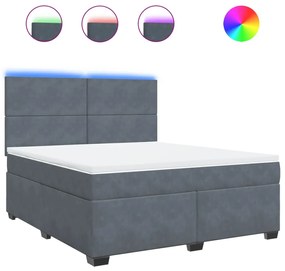 Κρεβάτι Boxspring με Στρώμα Σκούρο Γκρι 180x200 εκ. Βελούδινο - Γκρι