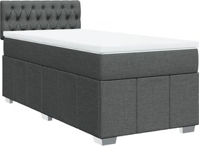 vidaXL Κρεβάτι Boxspring με Στρώμα Σκούρο Γκρι 100x200 εκ. Υφασμάτινο