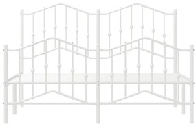 vidaXL Πλαίσιο Κρεβατιού με Κεφαλάρι/Ποδαρικό Λευκό 140x190εκ. Μέταλλο