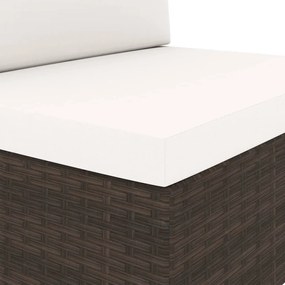 vidaXL Καναπές Αρθρωτός Διθέσιος Καφέ από Συνθετικό Ρατάν