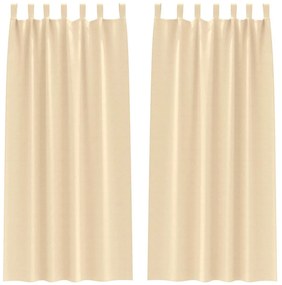 vidaXL Κουρτίνες με κουρτίνες 2 pcs Κρεμ Πολυεστέρας