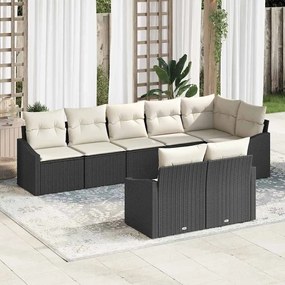 vidaXL Σετ Καναπέ Κήπου 8 pcs Μαύρο και Λευκό συνθετικό ρατάν
