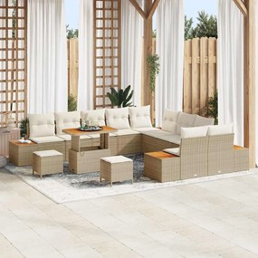 vidaXL Σετ Καναπέ Κήπου 13 pcs Μπεζ συνθετικό ρατάν