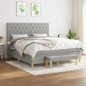 vidaXL Κρεβάτι Boxspring με Στρώμα Αν. Πράσινο 160x200εκ Υφασμάτινο