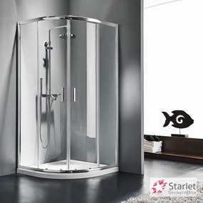 STARLET Quadrant Καμπίνα 1/4 κύκλου με 2 σταθερά &amp; 2 συρόμενα φύλλα CHROME 77-79 Υ180εκ