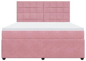 Κρεβάτι Boxspring με Στρώμα Ροζ 180x200 εκ. Βελούδινο - Ροζ