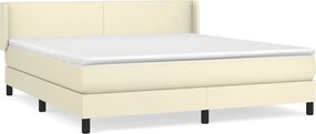 vidaXL Κρεβάτι Boxspring με Στρώμα Κρεμ 180x200 εκ. Συνθετικό Δέρμα