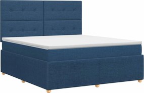 vidaXL Κρεβάτι box spring με στρώμα Μπλε 140 x 190 cm Ύφασμα