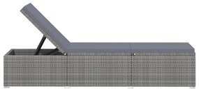 vidaXL Ξαπλώστρα Γκρι από Συνθετικό Ρατάν με Μαξιλάρι