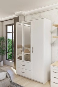 Stewehome Ντουλάπα με καθρέφτη 3 θυρών 2 συρταριών 90x44x44 cm