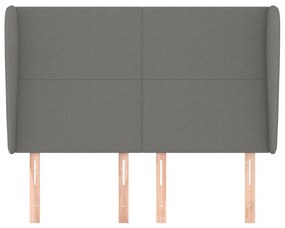 Κεφαλάρι με Πτερύγια Σκούρο Γκρι 147x23x118/128 εκ. Υφασμάτινο 3117675
