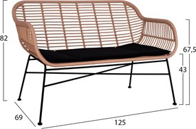 ΣΕΤ ΣΑΛΟΝΙ 4ΤΜΧ ALLEGRA HM5460 ΜΕΤΑΛΛΟ &amp; WICKER ΣΕ ΜΠΕΖ ΧΡΩΜΑ