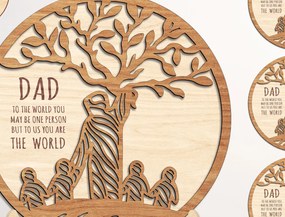 Σετ των 2 Intra απο ξύλο plywood Χρώμα wenge 3mm-4mm πάχος - Διακοσμητικό κομμένο με βάση για τη γιορτή του πατέρα Δίασταση 20x20 cm INTRAFABR-28019038