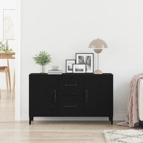 vidaXL Μαύρος Δρύινος Μπουφές - 100 x 36 x 60 εκ - Κατασκευασμένος από Μηχανικά Ξύλα