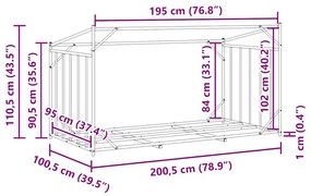 Ράφι για καυσόξυλα με κάλυμμα βροχής 200,5x100,5x110,5 εκ. - Μαύρο