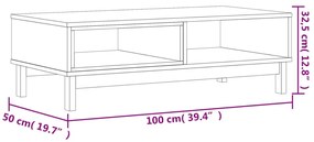 Τραπεζάκι Σαλονιού FLAM 100x50x32,5 εκ. από Μασίφ Ξύλο Πεύκου - Καφέ