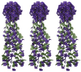 vidaXL Γιρλάντες Λουλουδιών Χριστουγεν. 3 τεμ. Σκούρο Μοβ 85 εκ.
