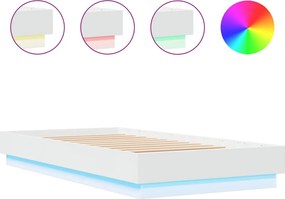 vidaXL Πλαίσιο Κρεβατιού με λυχνίες LED Λευκό 75 x 190 εκ.