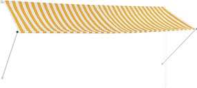 vidaXL Τέντα Συρόμενη Κίτρινο / Λευκό 350 x 150 εκ.